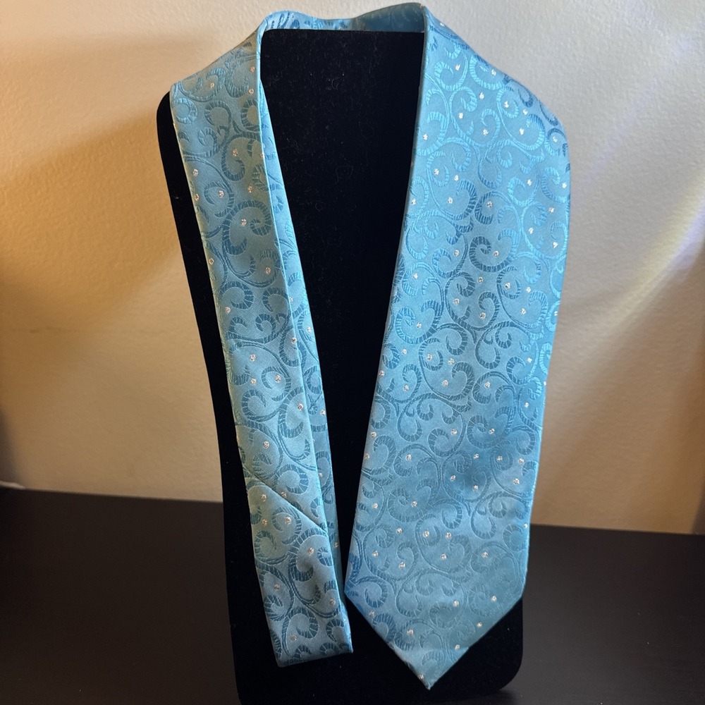 Daniel Ellissa Neck Tie 100% Polyester Blue/Silver Sparkle